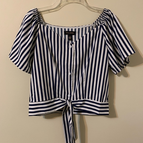 QED LONDON Stripped Tie Up Front Top size Large - Picture 8 of 14